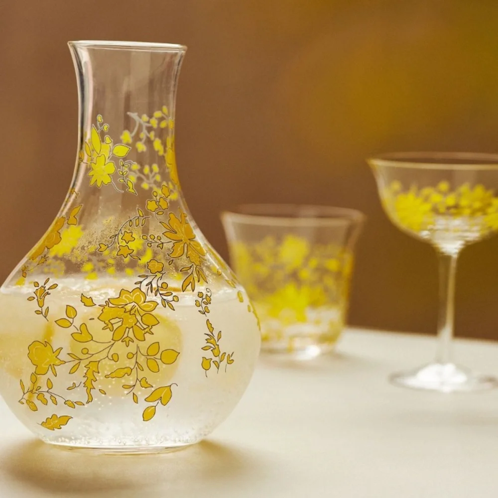 LAST SET 🔥 Mae Yellow floral glasses set of 4